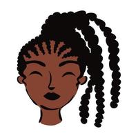 joven mujer afro con pelo estilo plano rasta vector