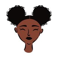 young afro woman with hair buns flat style vector