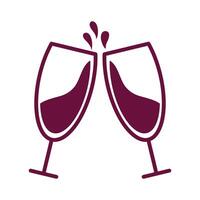 wine cups toasting line style vector