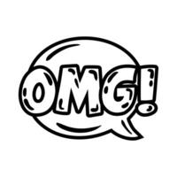 speech bubble with expresion omg word pop art line style vector