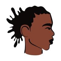 perfil, joven, hombre afro, etnia, con, rasta, estilo, plano, estilo, icono vector