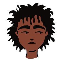 etnia joven afro con icono de estilo plano de pelo largo vector