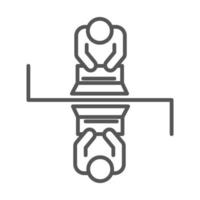 top view people working with laptop coworking office business workspace line icon design vector