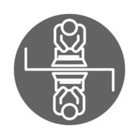 top view people working with laptop coworking office business workspace block and line icon vector