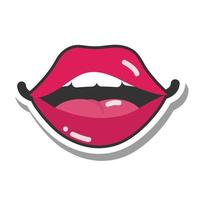 pop art mouth and lips mouth lips and teeth line and fill icon vector