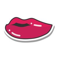 boca y labios de arte pop hermosa línea e icono de relleno vector