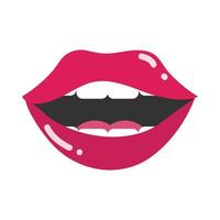 arte pop boca y labios boca abierta dientes labios femeninos diseño de icono plano vector