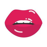 boca y labios de arte pop besos rojos labios de chica sexy diseño de icono plano vector