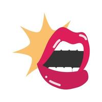 pop art mouth and lips comic mouth lips cartoon sticker flat icon design vector