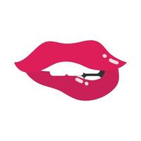 boca y labios de arte pop mordiendo sus labios rojos diseño de icono plano vector