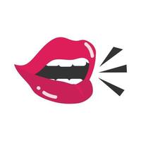 pop art mouth and lips talking sticker flat icon design vector