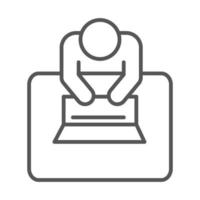 top view businessman typing laptop in desk business work office line icon design vector