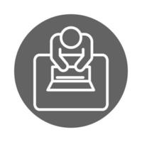top view businessman typing laptop in desk business work office block and line icon vector