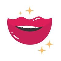 pop art mouth and lips cartoon female mouth stars bright flat icon design vector