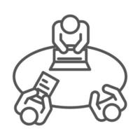 workers gathering together for conversation coworking office business workspace line icon design vector