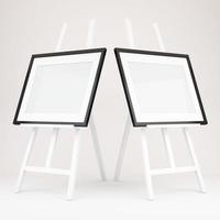 3d rendering of white easel with picture frame photo