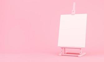 3d rendering of easel on pink background photo