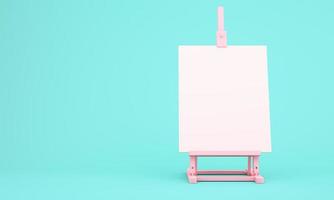 3d rendering of easel on blue background photo