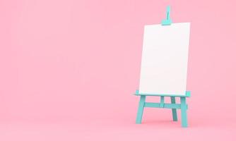 3d rendering of easel on pink background photo