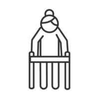 elderly woman with walker world disability day linear icon design