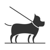 Perro mascota con diseño de icono de silueta de correa vector