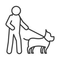 persona ciega caminando con perro día mundial de la discapacidad diseño de icono lineal vector