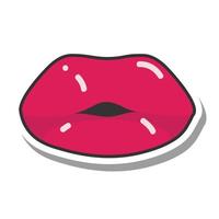 boca y labios de arte pop icono de línea y relleno de labios brillantes vector