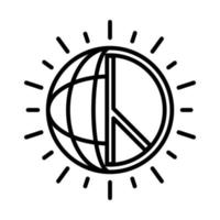 día mundial y signo de la paz diseño de icono de línea de derechos humanos vector