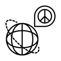 world navigation pointer peace sign human rights day line icon design vector