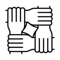 cuatro manos, igualdad, derechos humanos, día, línea, icono, diseño