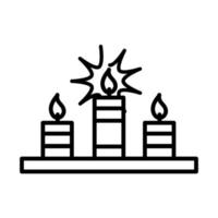 feliz diwali india festival celebración velas llama deepavali religión evento estilo de línea icono vector