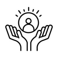 hands support people human rights day line icon design vector