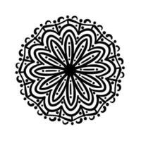 icono de estilo de silueta floral mandala circular vector