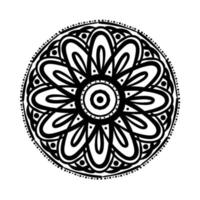 icono de estilo de silueta floral mandala circular vector