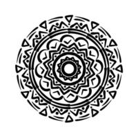 icono de estilo de silueta floral mandala circular vector