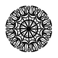 icono de estilo de silueta floral mandala circular vector