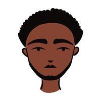 joven, hombre afro, etnia, con, barba, estilo, plano, icono vector