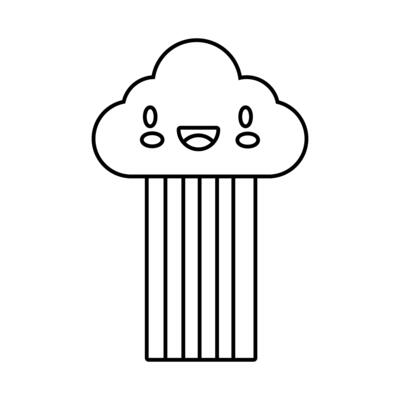 cute rainbow weather with cloud kawaii line style icon