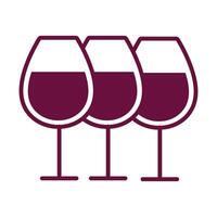 wine cups drinks line style icon vector