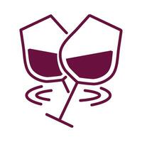 icono de estilo de línea de tostado de copas de vino vector