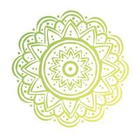 icono de estilo de silueta floral de mandala circular verde vector