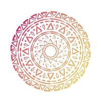 icono de estilo de silueta floral mandala circular rosa y naranja vector