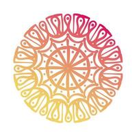 icono de estilo de silueta floral mandala circular rosa y naranja vector