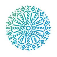 icono de estilo de silueta floral mandala circular azul vector