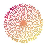 icono de estilo de silueta floral mandala circular rosa y naranja vector