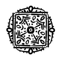 icono de estilo de silueta floral de mandala cuadrado vector