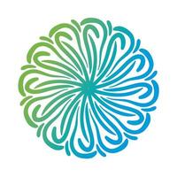 blue circular mandala floral silhouette style icon vector