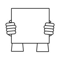 hands humans with protest square banner line style icon vector