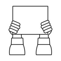 hands humans with protest square banner line style icon vector