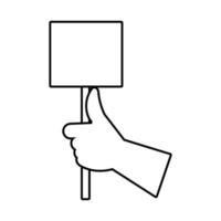 hand human with protest square banner line style icon vector